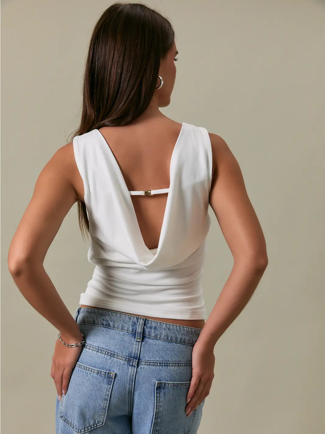 Top Elegante Drapeado com Costas Abertas