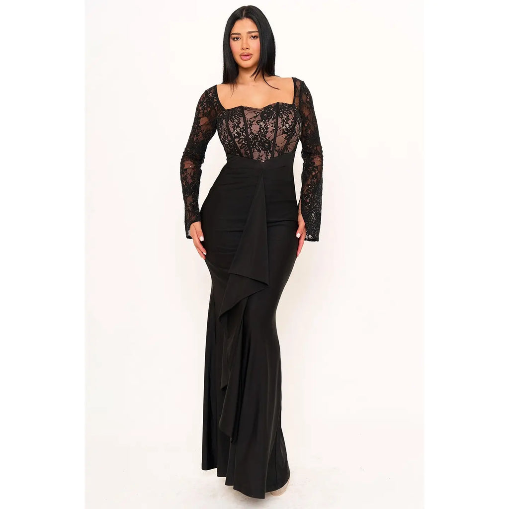 Noir Lace Elegance Gown