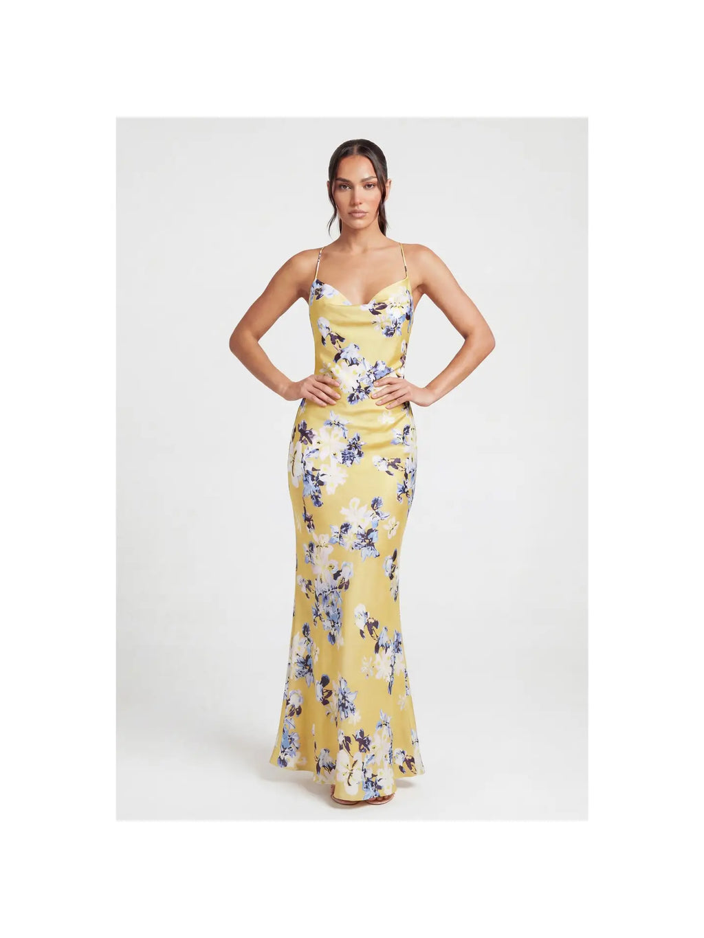 Floral Metallic Chain Slip Dress