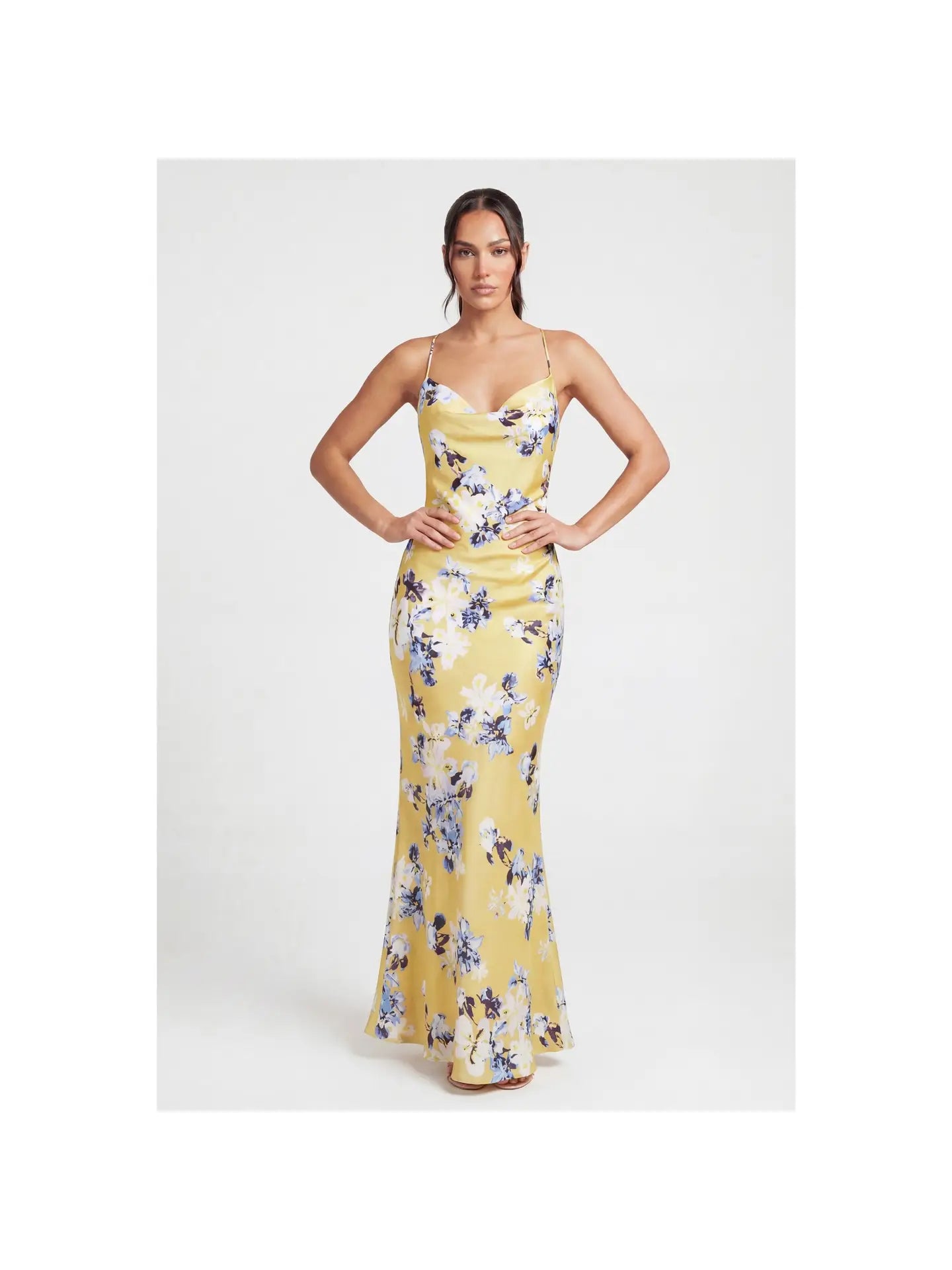 Floral Metallic Chain Slip Dress