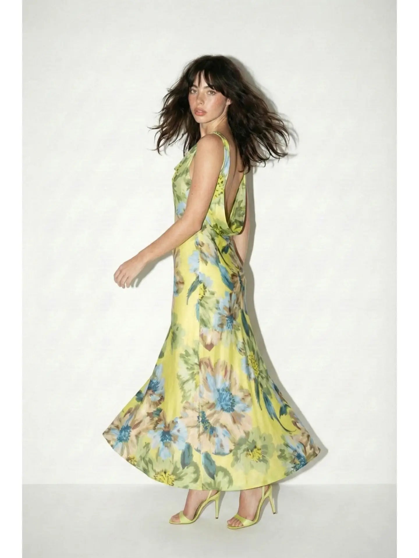 Floral Drape Neck Maxi Dress