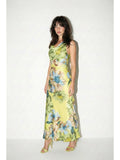 Floral Drape Neck Maxi Dress