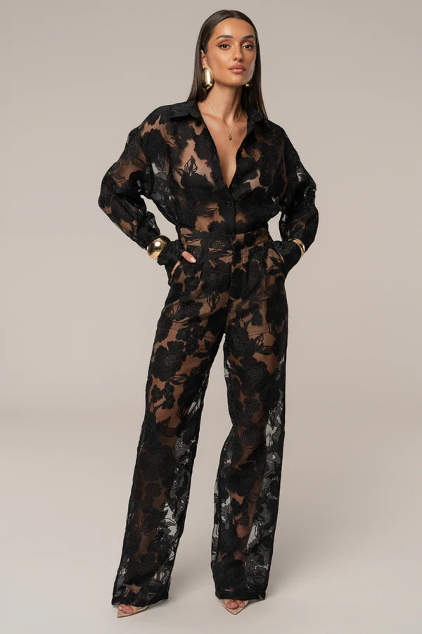 Calças Florais em Organza