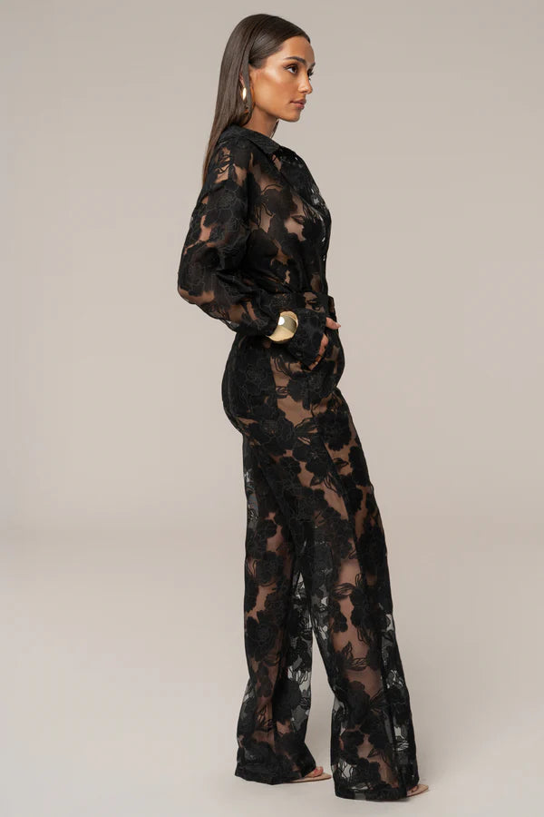 Calças Florais em Organza