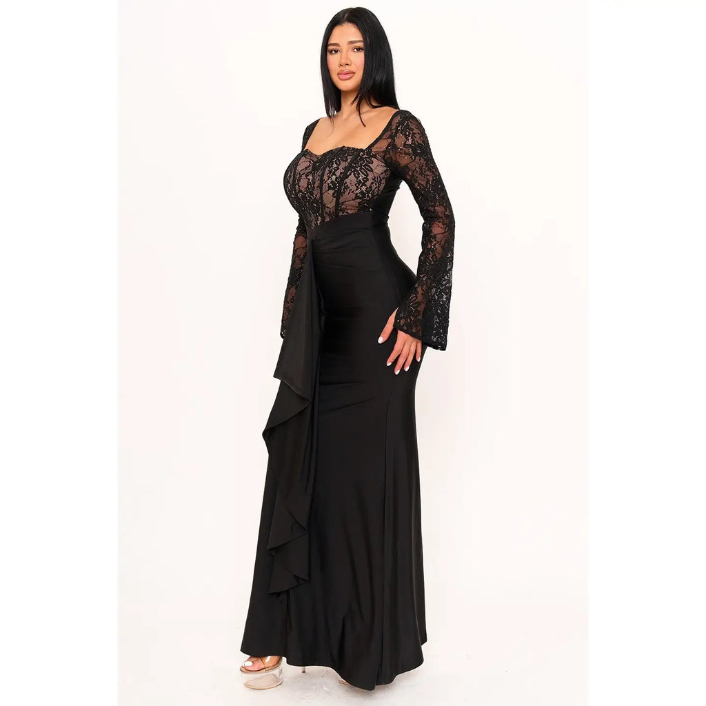 Noir Lace Elegance Gown