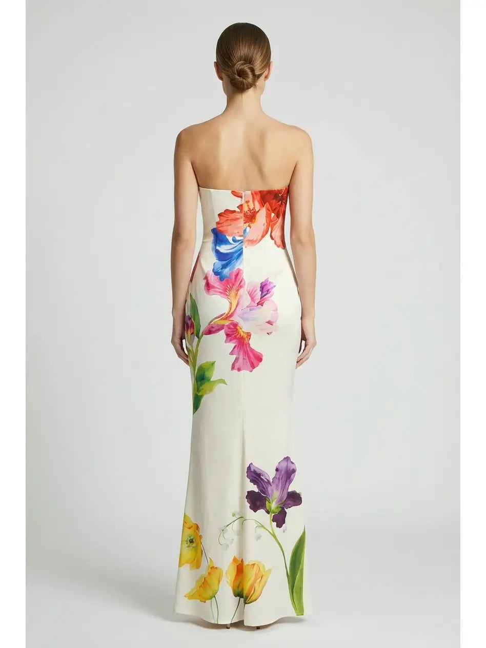 Vestido Maxi Estampado com Flores de Laranjeira