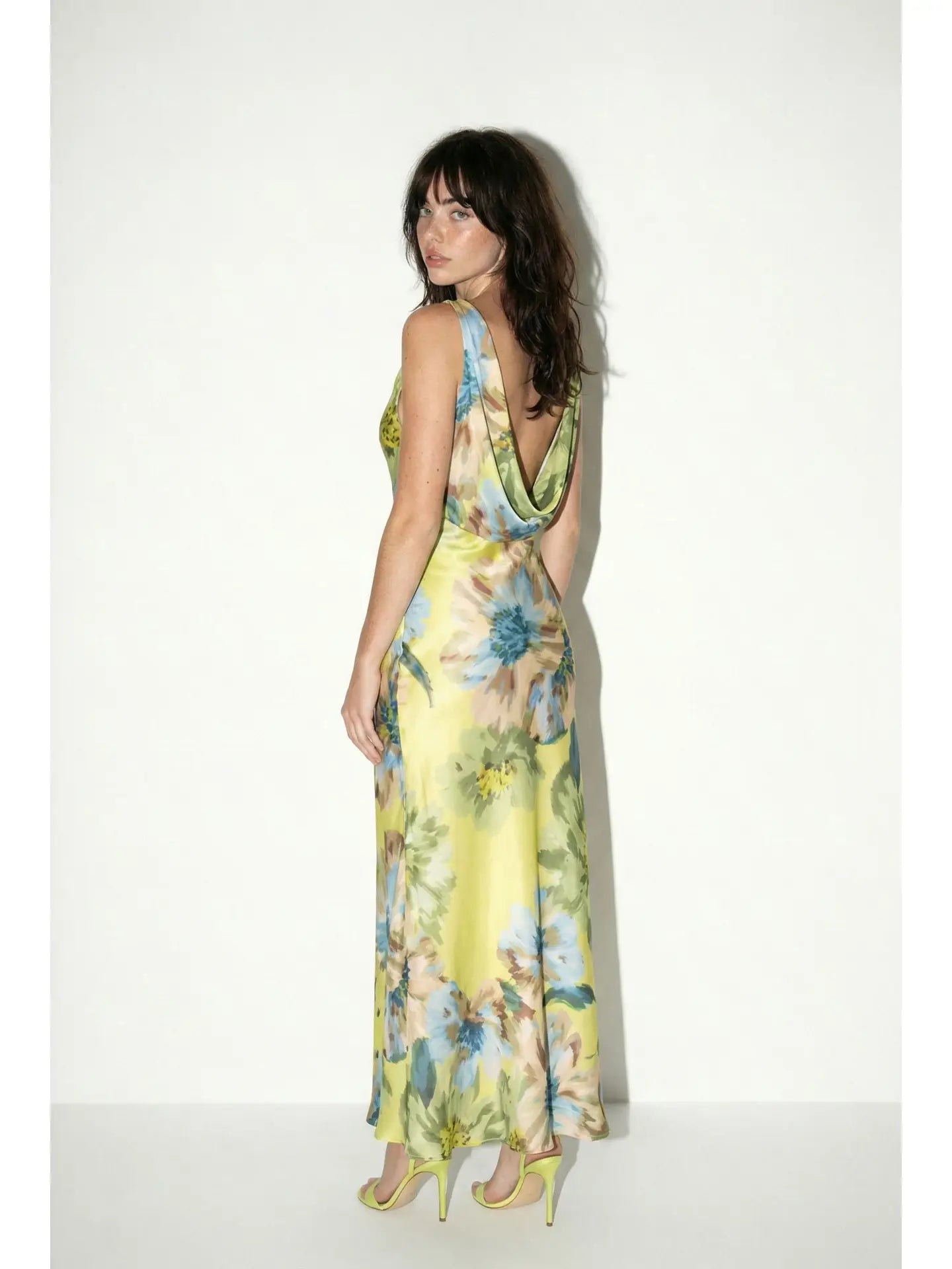 Floral Drape Neck Maxi Dress